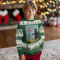 No Ice Please Ugly Christmas Sweater Funny Cat Anti ICE Artist Meme