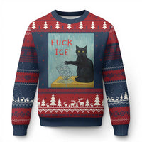 No Ice Please Ugly Christmas Sweater Funny Cat Anti ICE Artist Meme