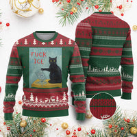 No Ice Please Ugly Christmas Sweater Funny Cat Anti ICE Artist Meme