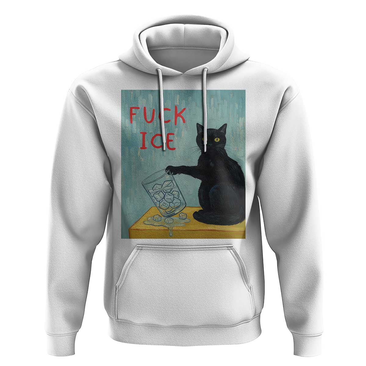No Ice Please Hoodie Funny Cat Anti ICE Artist Meme