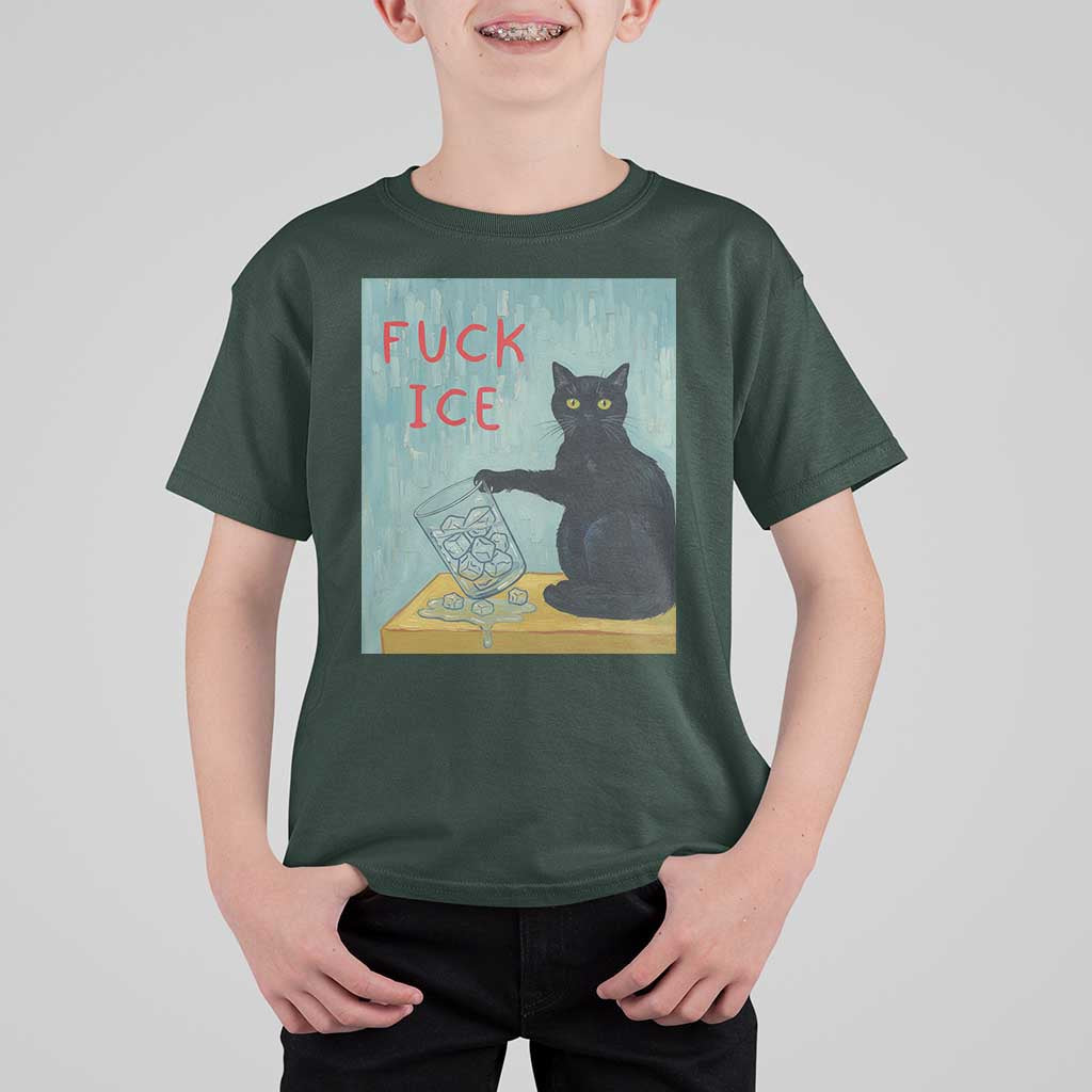 No Ice Please T Shirt For Kid Funny Cat Anti ICE Artist Meme