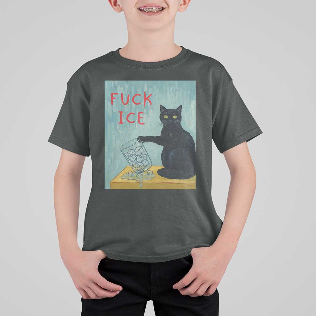 No Ice Please T Shirt For Kid Funny Cat Anti ICE Artist Meme