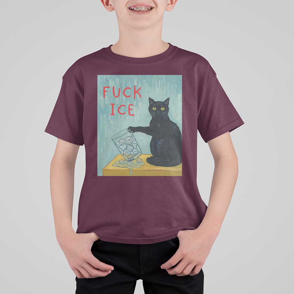 No Ice Please T Shirt For Kid Funny Cat Anti ICE Artist Meme