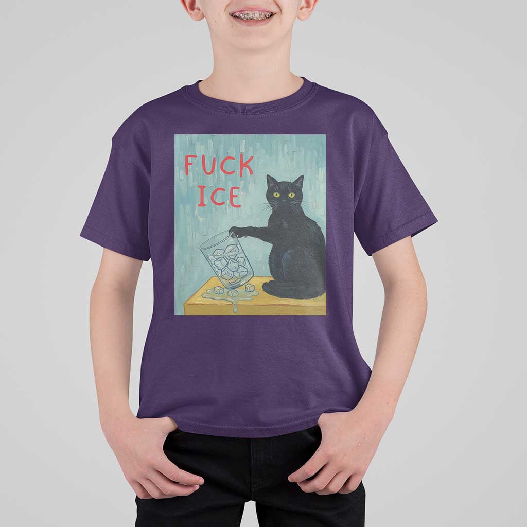No Ice Please T Shirt For Kid Funny Cat Anti ICE Artist Meme