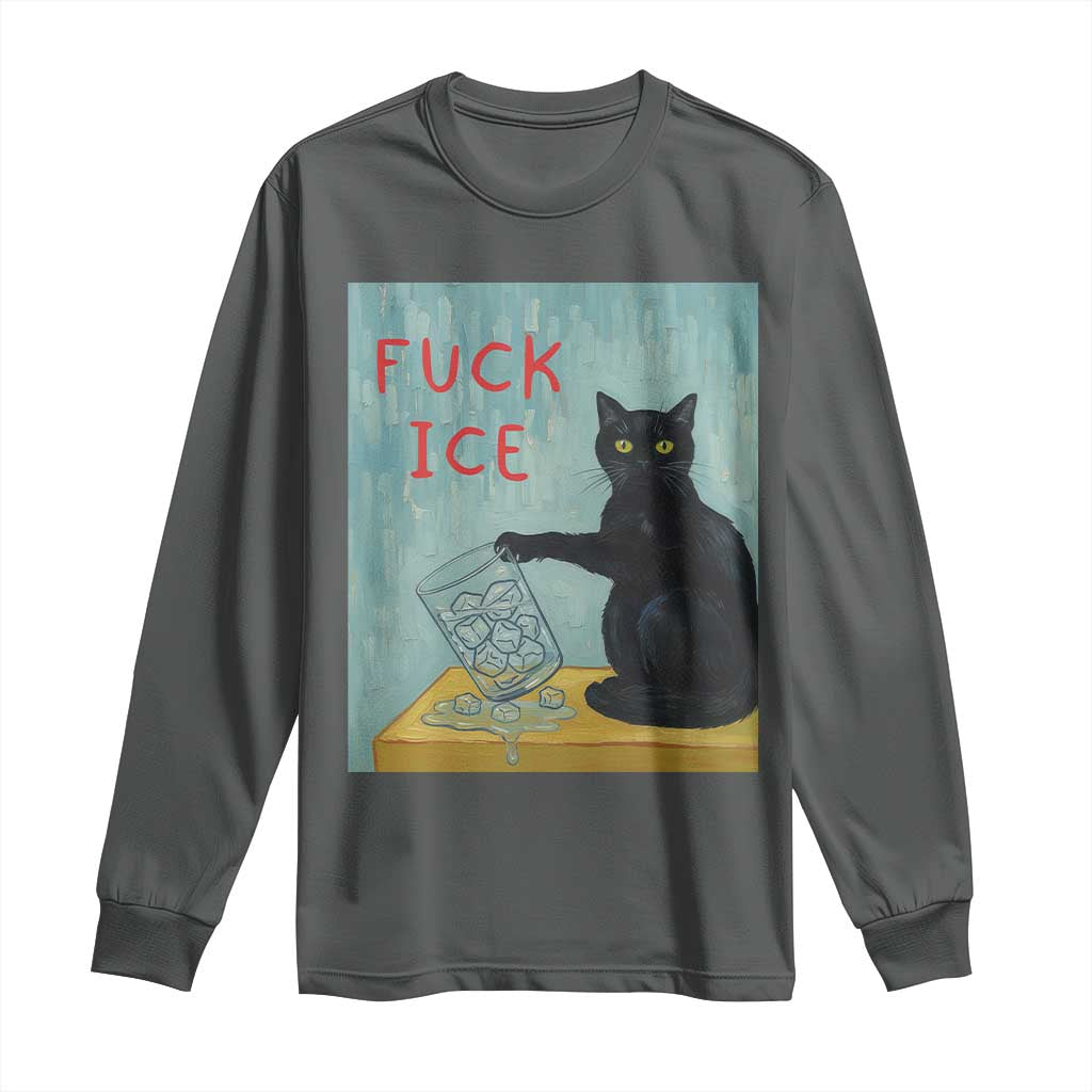 No Ice Please Long Sleeve Shirt Funny Cat Anti ICE Artist Meme