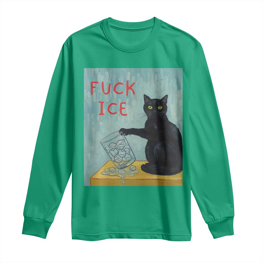 No Ice Please Long Sleeve Shirt Funny Cat Anti ICE Artist Meme