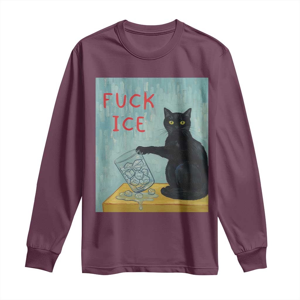 No Ice Please Long Sleeve Shirt Funny Cat Anti ICE Artist Meme