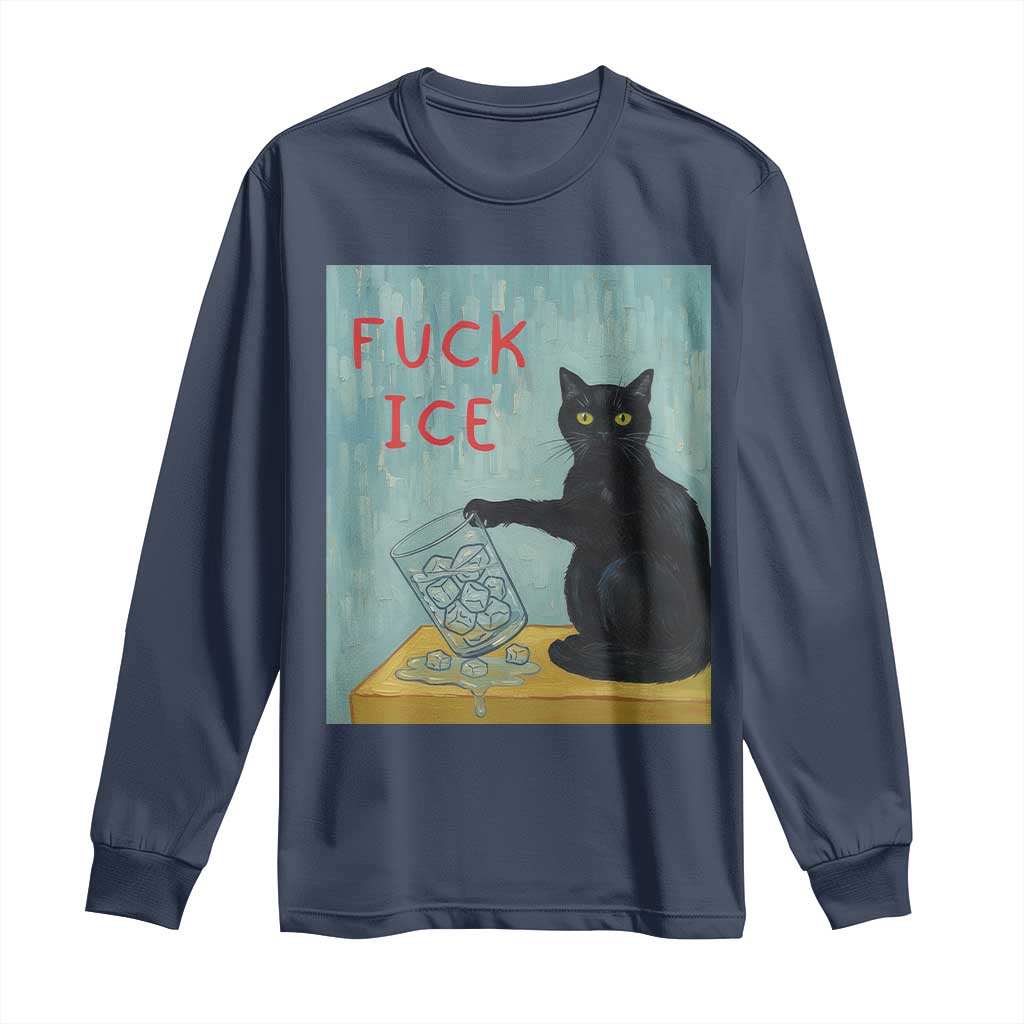 No Ice Please Long Sleeve Shirt Funny Cat Anti ICE Artist Meme