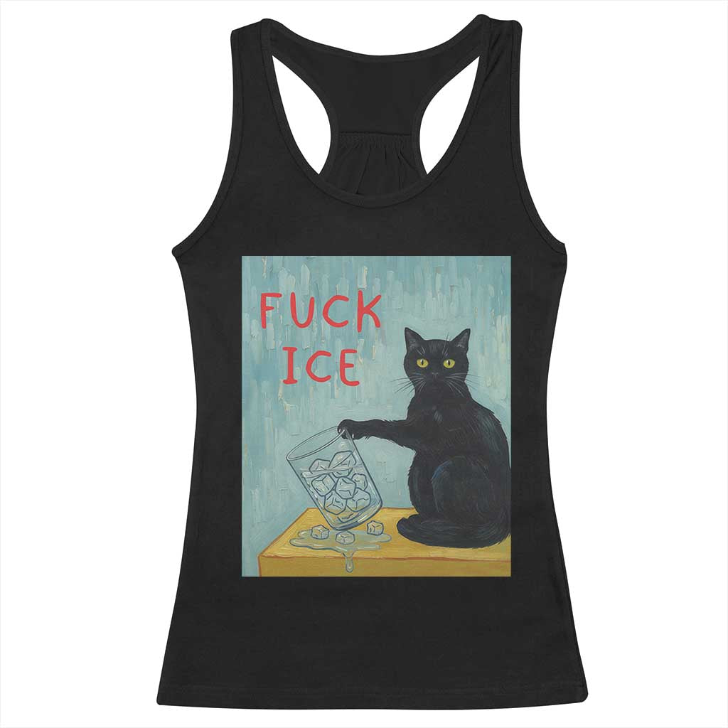 No Ice Please Racerback Tank Top Funny Cat Anti ICE Artist Meme