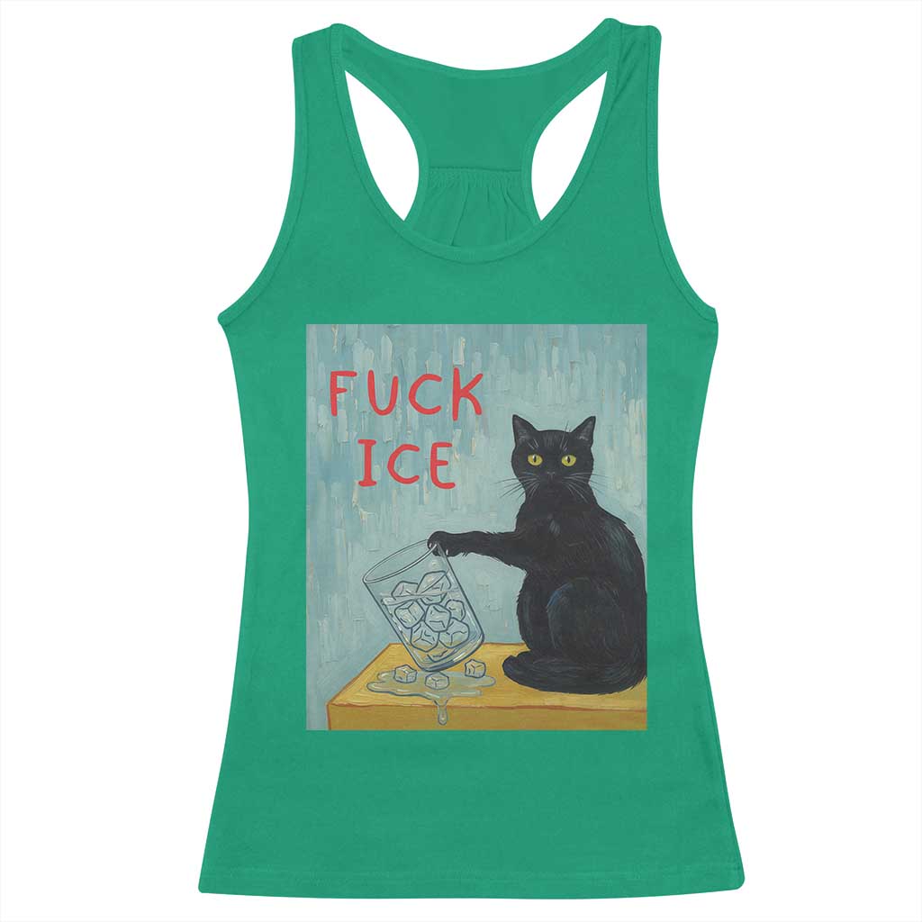 No Ice Please Racerback Tank Top Funny Cat Anti ICE Artist Meme