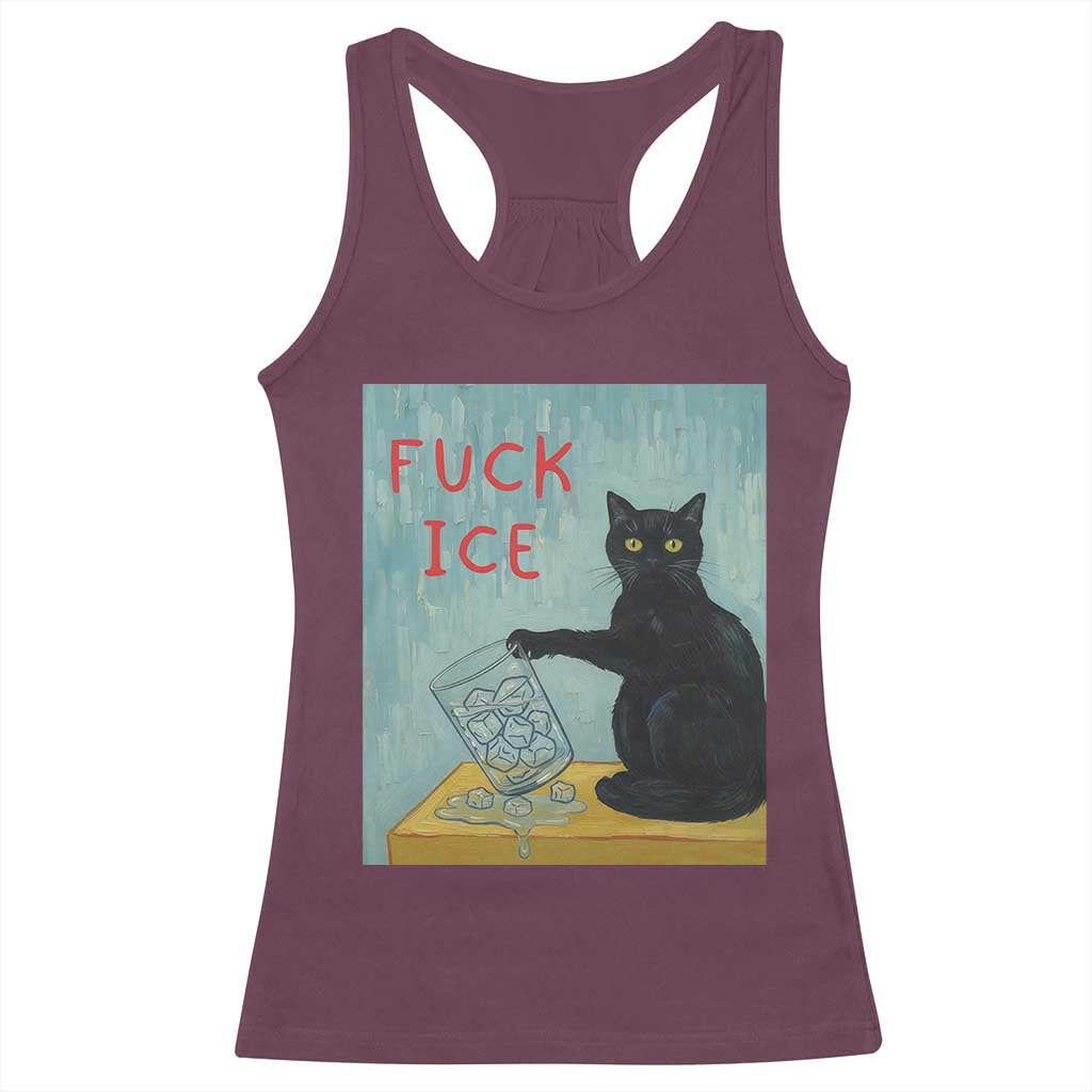 No Ice Please Racerback Tank Top Funny Cat Anti ICE Artist Meme