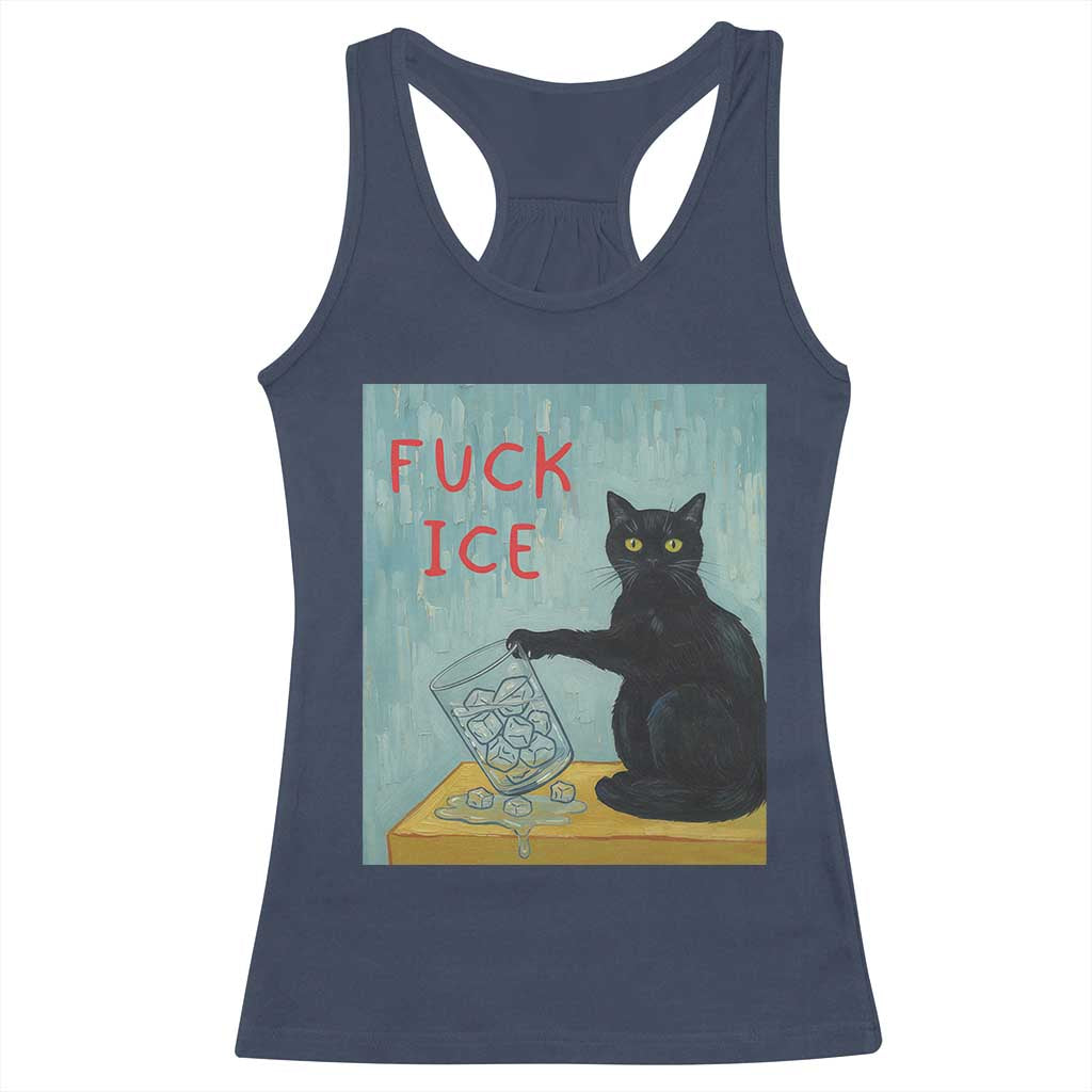 No Ice Please Racerback Tank Top Funny Cat Anti ICE Artist Meme