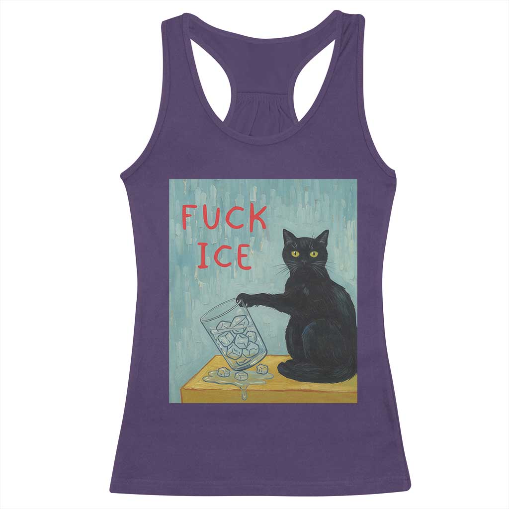 No Ice Please Racerback Tank Top Funny Cat Anti ICE Artist Meme