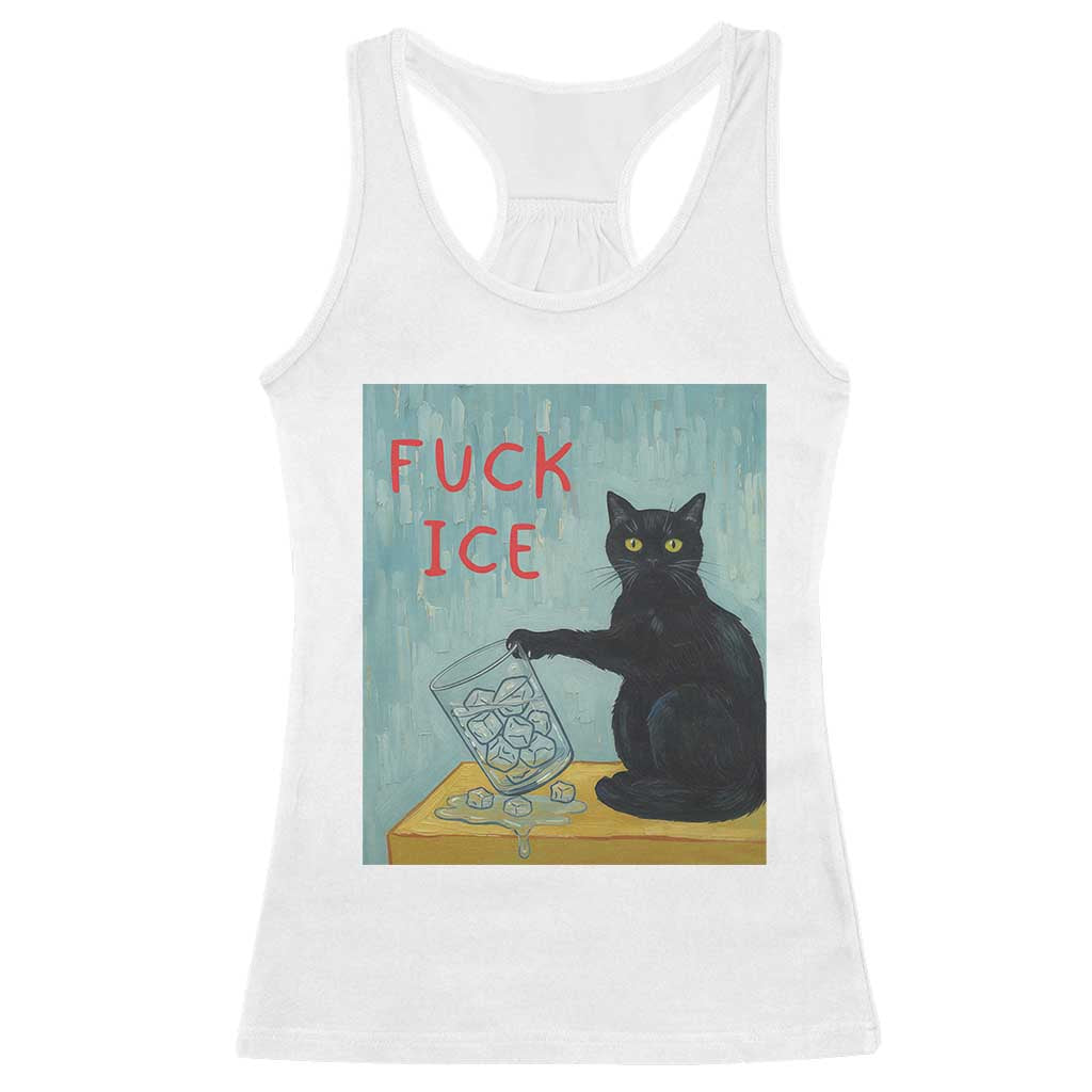 No Ice Please Racerback Tank Top Funny Cat Anti ICE Artist Meme