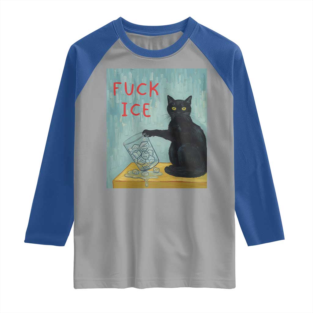 No Ice Please Raglan Shirt Funny Cat Anti ICE Artist Meme