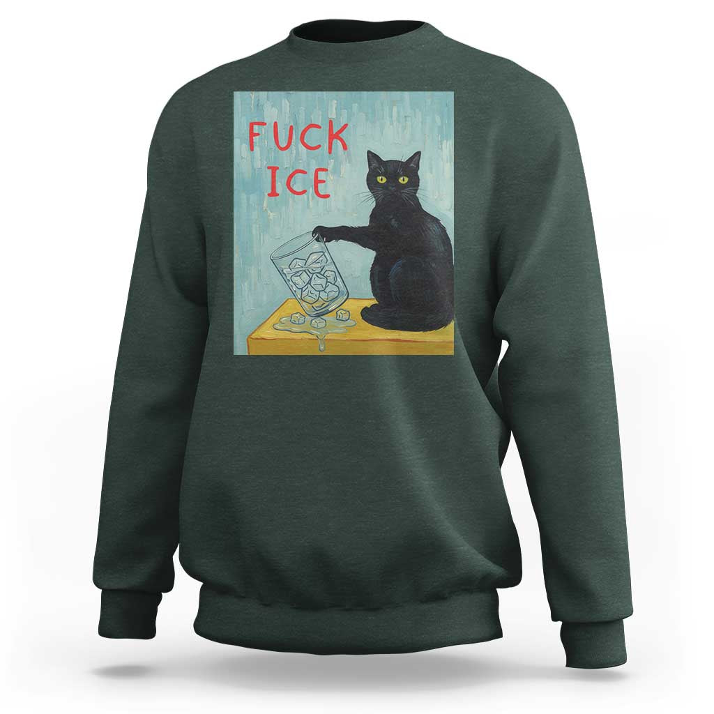 No Ice Please Sweatshirt Funny Cat Anti ICE Artist Meme