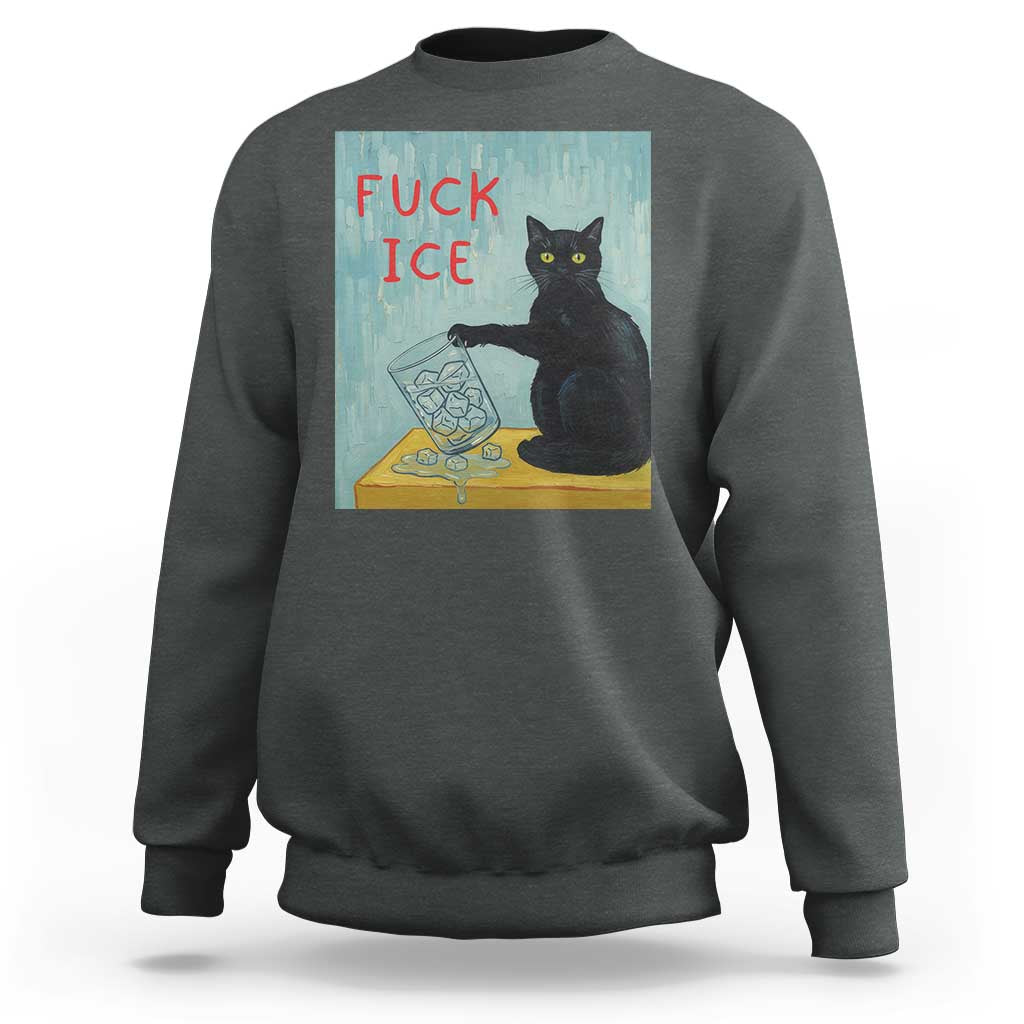 No Ice Please Sweatshirt Funny Cat Anti ICE Artist Meme