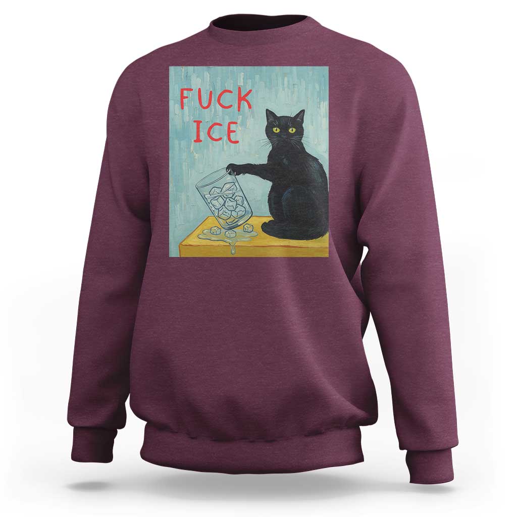 No Ice Please Sweatshirt Funny Cat Anti ICE Artist Meme