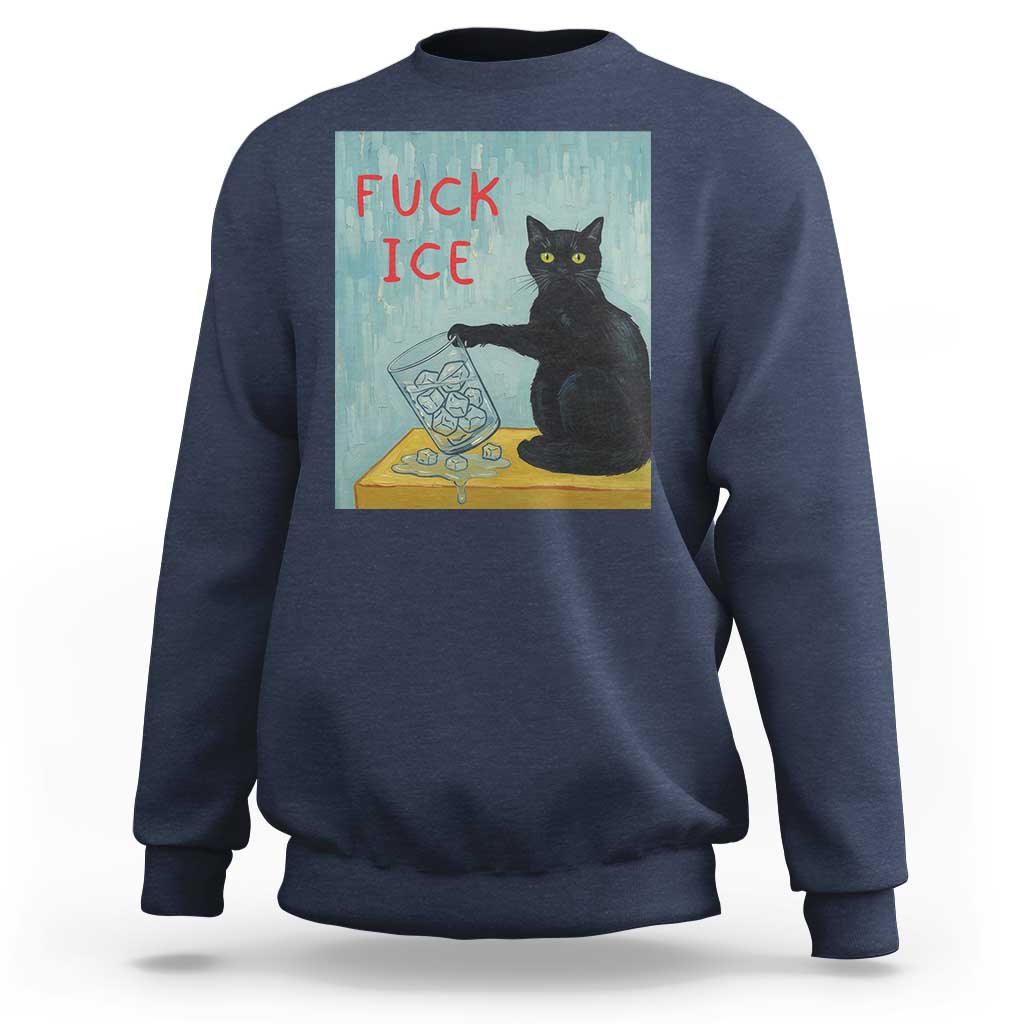 No Ice Please Sweatshirt Funny Cat Anti ICE Artist Meme