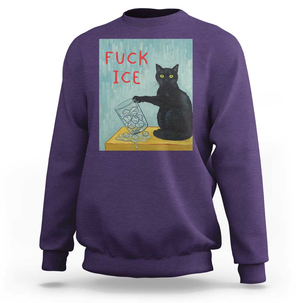 No Ice Please Sweatshirt Funny Cat Anti ICE Artist Meme