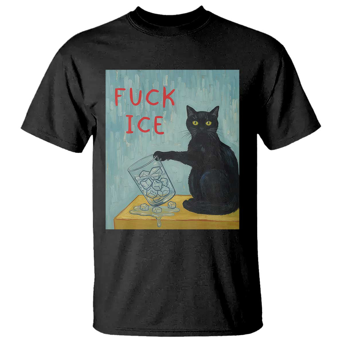 No Ice Please T Shirt Funny Cat Anti ICE Artist Meme