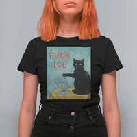 No Ice Please T Shirt For Women Funny Cat Anti ICE Artist Meme