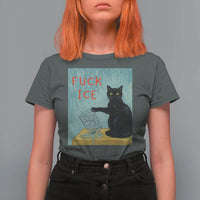 No Ice Please T Shirt For Women Funny Cat Anti ICE Artist Meme