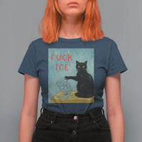 No Ice Please T Shirt For Women Funny Cat Anti ICE Artist Meme