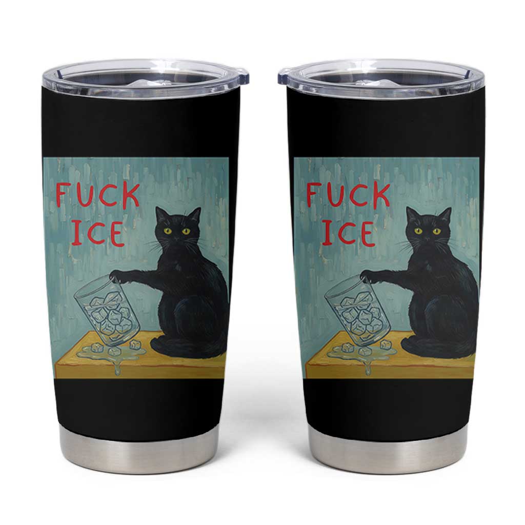No Ice Please Tumbler Cup Funny Cat Anti ICE Artist Meme