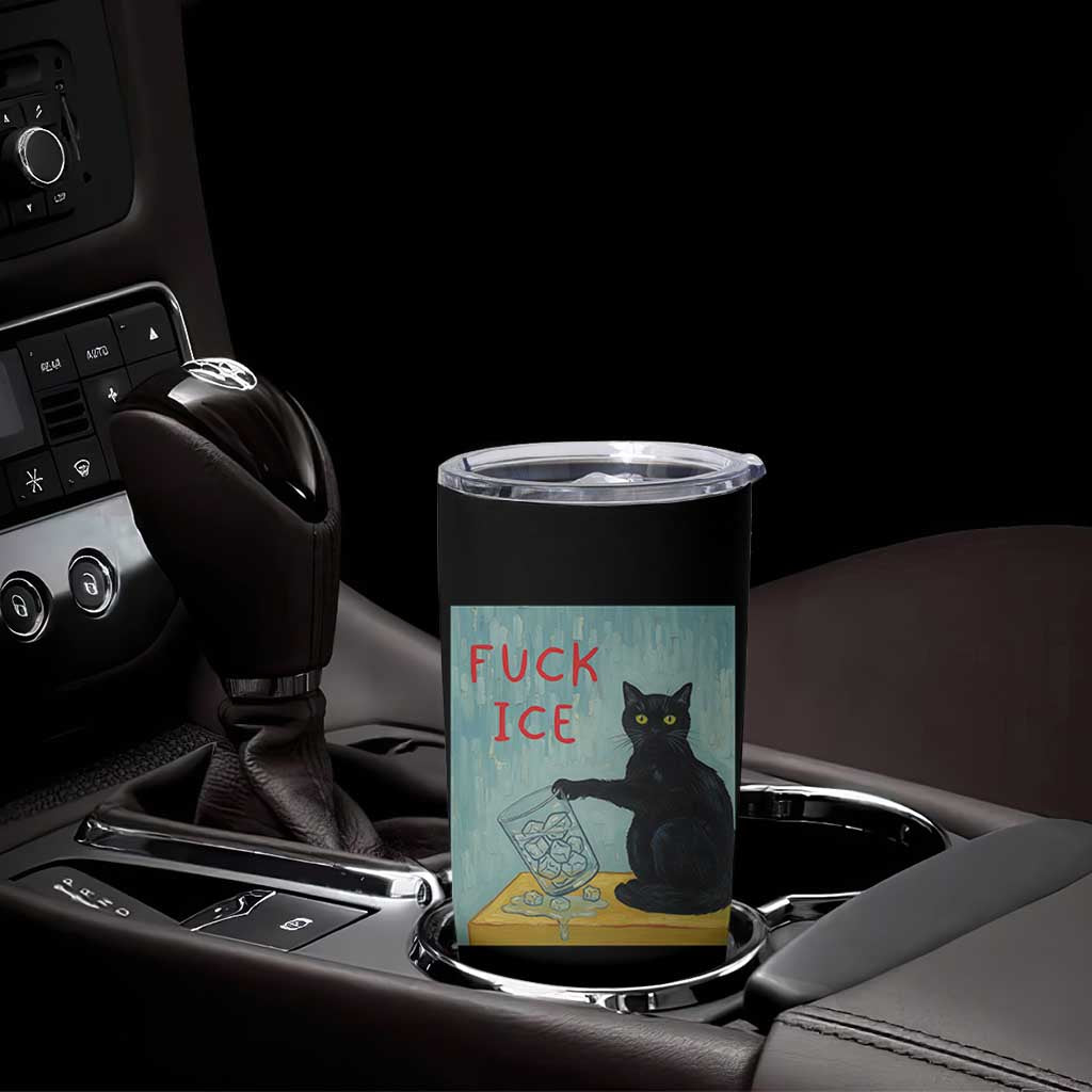 No Ice Please Tumbler Cup Funny Cat Anti ICE Artist Meme