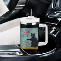 No Ice Please Tumbler With Handle Funny Cat Anti ICE Artist Meme