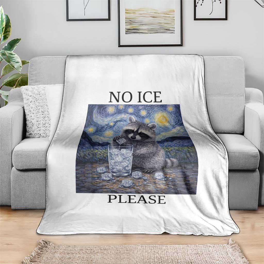 No Ice Please Throw Blanket Starry Night Raccoon Trash Panda Anti ICE Meme