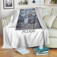 No Ice Please Throw Blanket Starry Night Raccoon Trash Panda Anti ICE Meme