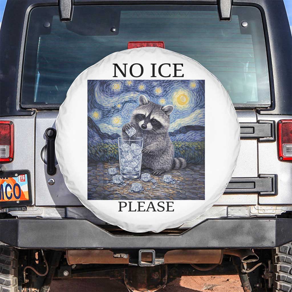 No Ice Please Spare Tire Cover Starry Night Raccoon Trash Panda Anti ICE Meme