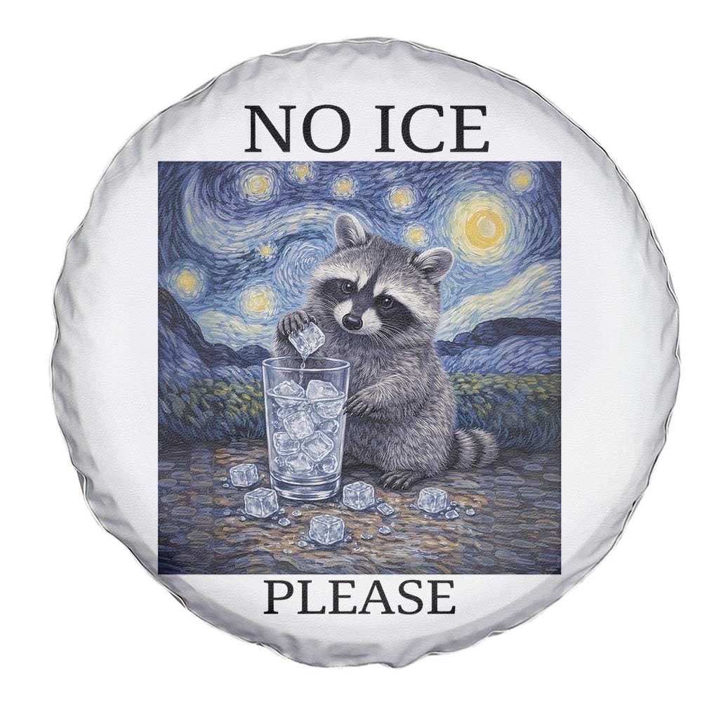 No Ice Please Spare Tire Cover Starry Night Raccoon Trash Panda Anti ICE Meme