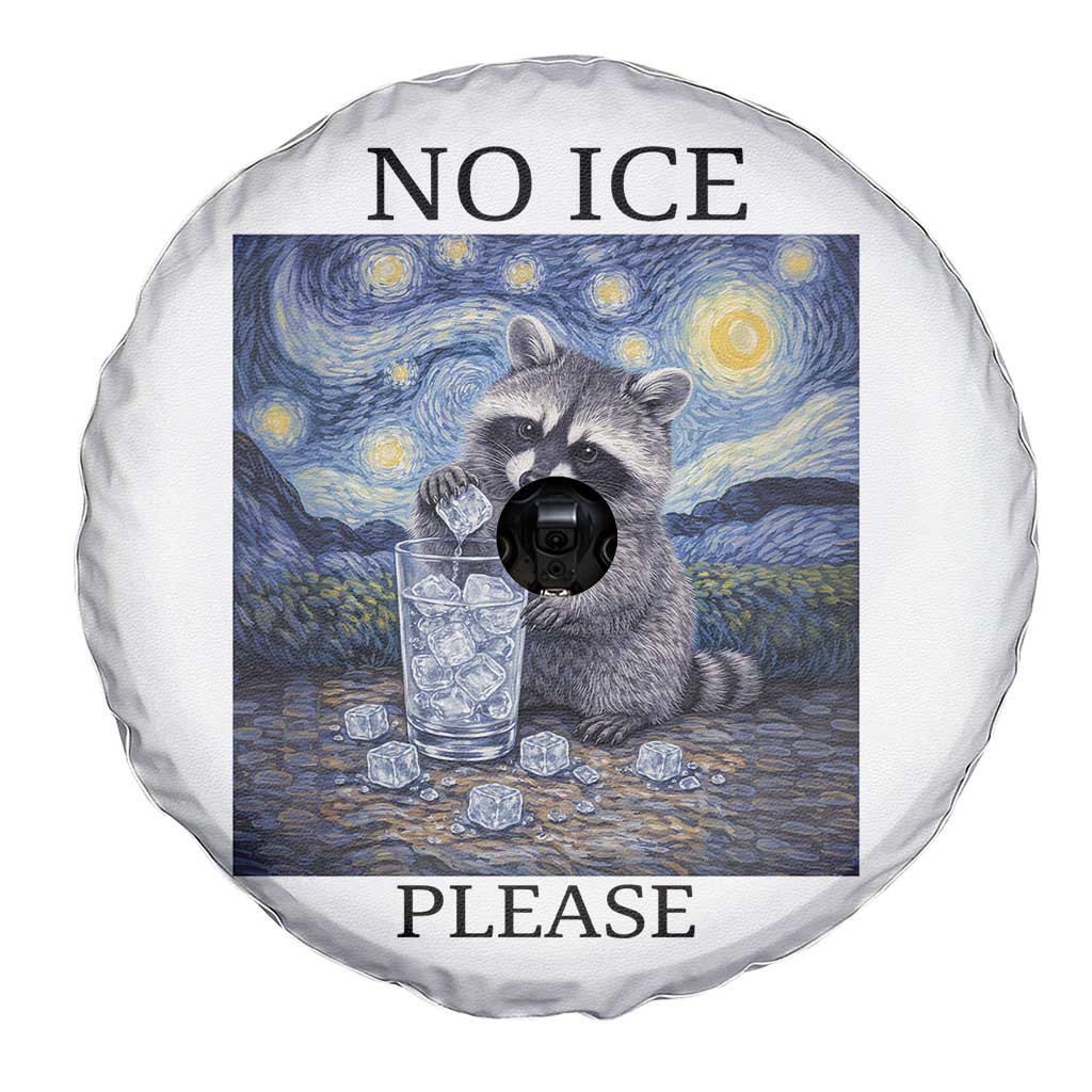 No Ice Please Spare Tire Cover Starry Night Raccoon Trash Panda Anti ICE Meme