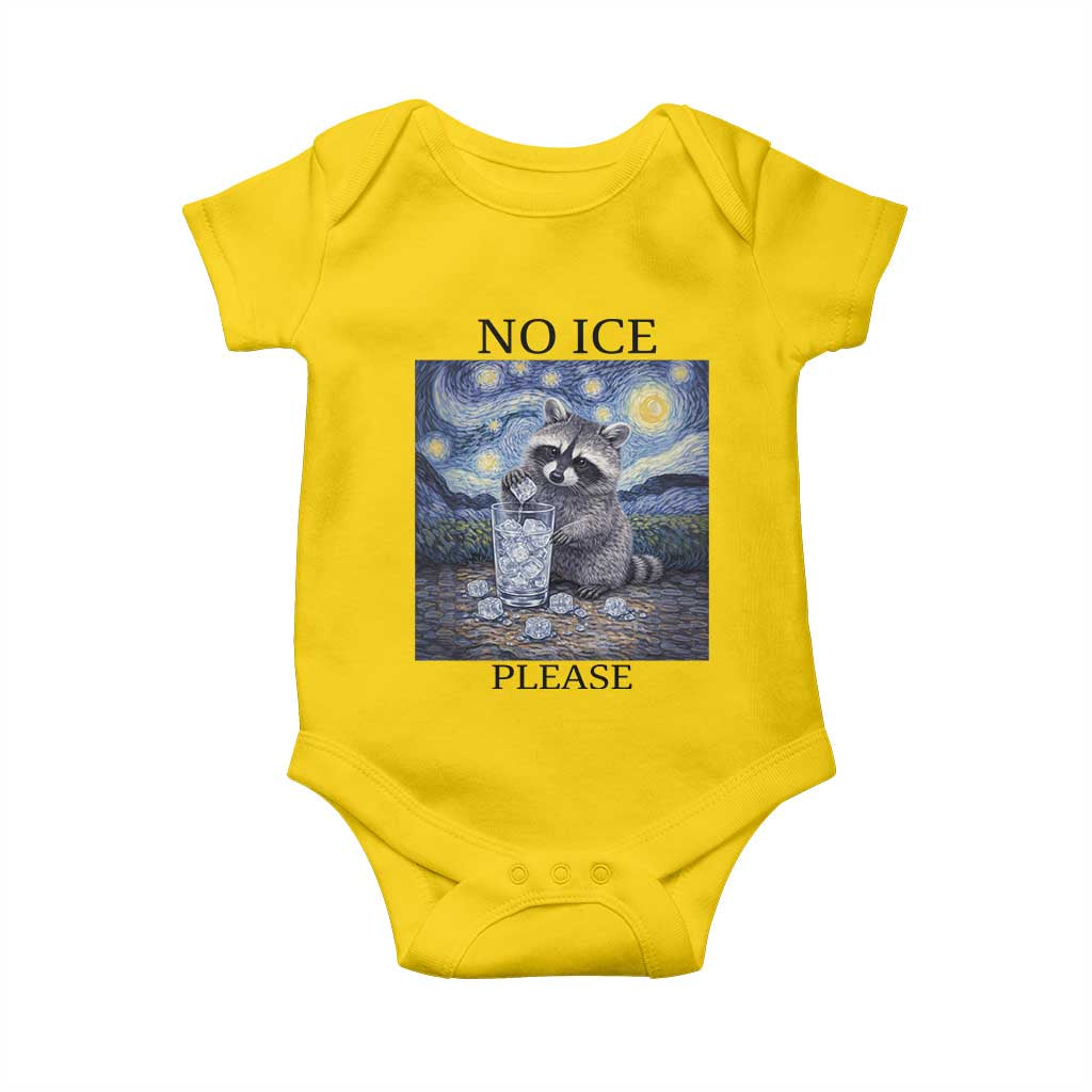 No Ice Please Baby Onesie Starry Night Raccoon Trash Panda Anti ICE Meme