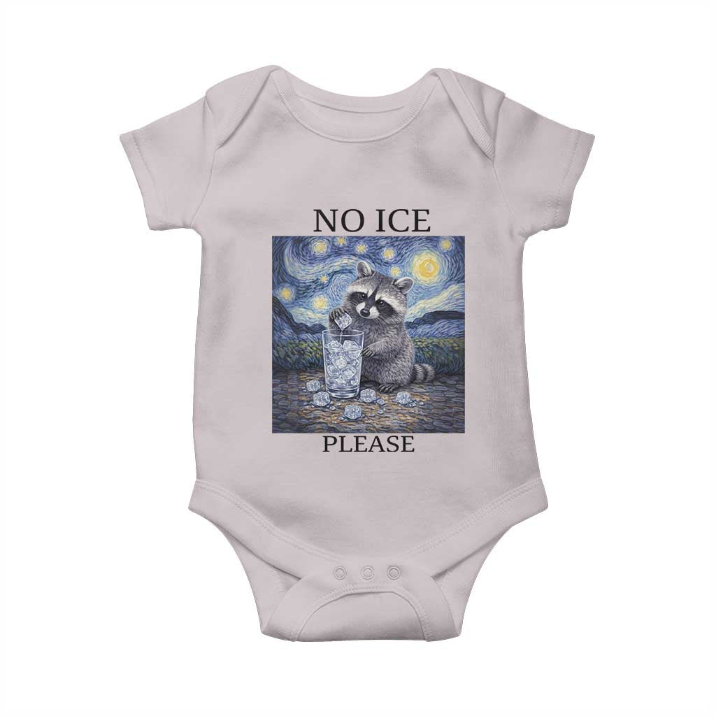 No Ice Please Baby Onesie Starry Night Raccoon Trash Panda Anti ICE Meme