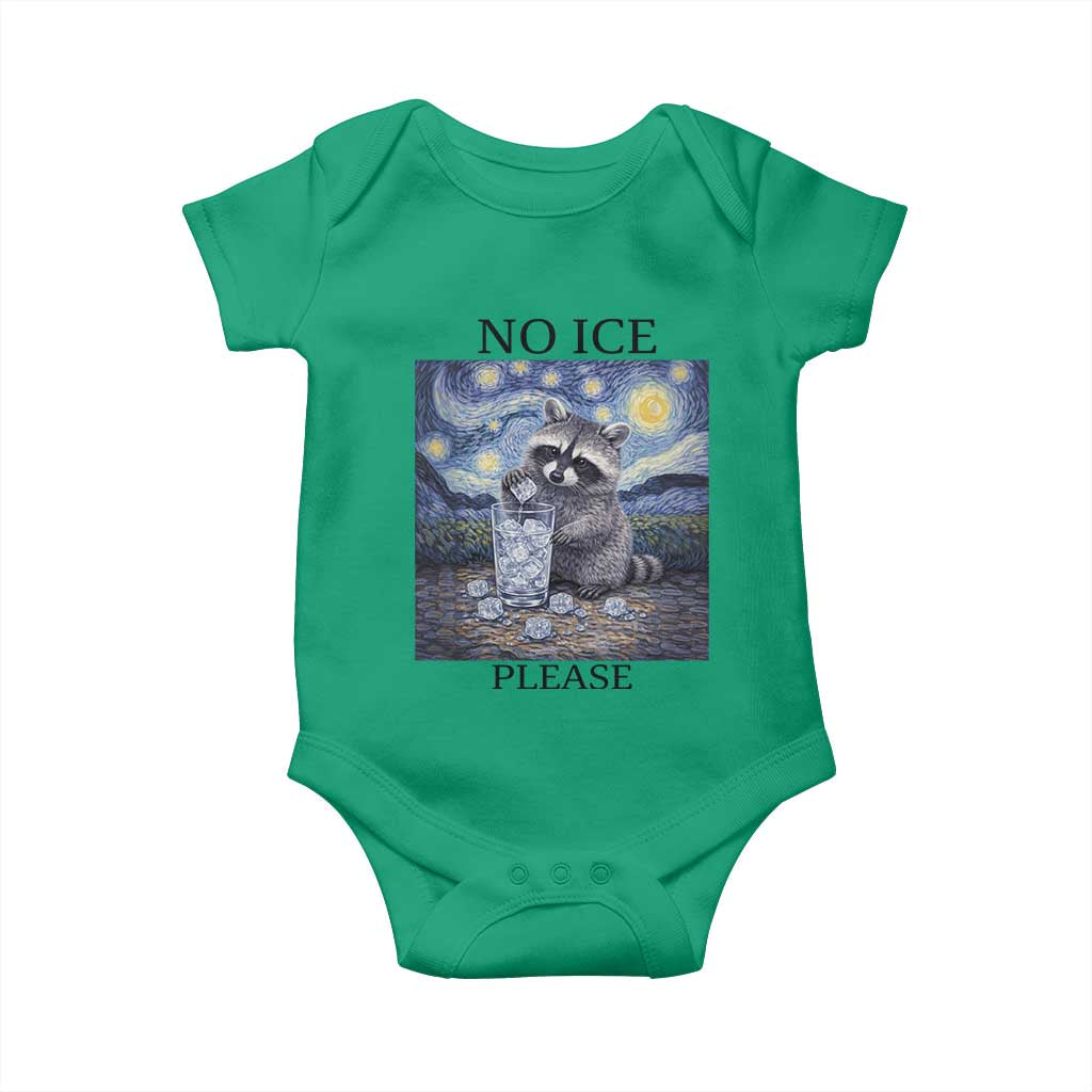 No Ice Please Baby Onesie Starry Night Raccoon Trash Panda Anti ICE Meme
