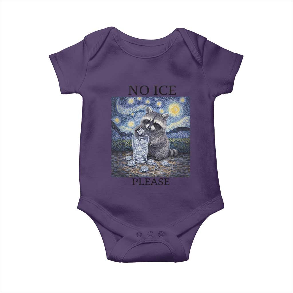No Ice Please Baby Onesie Starry Night Raccoon Trash Panda Anti ICE Meme