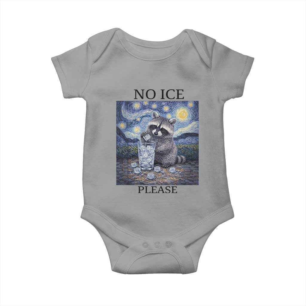 No Ice Please Baby Onesie Starry Night Raccoon Trash Panda Anti ICE Meme