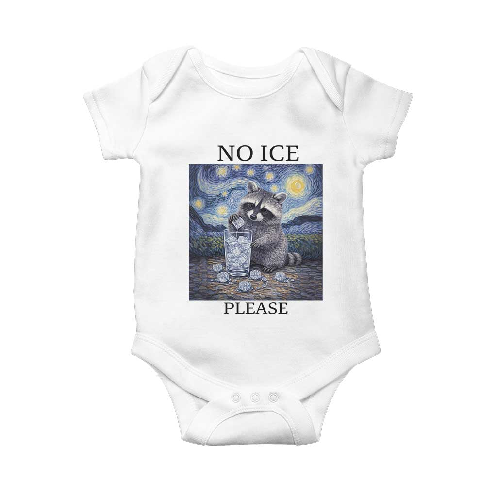 No Ice Please Baby Onesie Starry Night Raccoon Trash Panda Anti ICE Meme