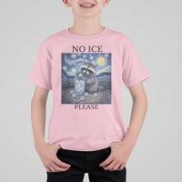 No Ice Please T Shirt For Kid Starry Night Raccoon Trash Panda Anti ICE Meme