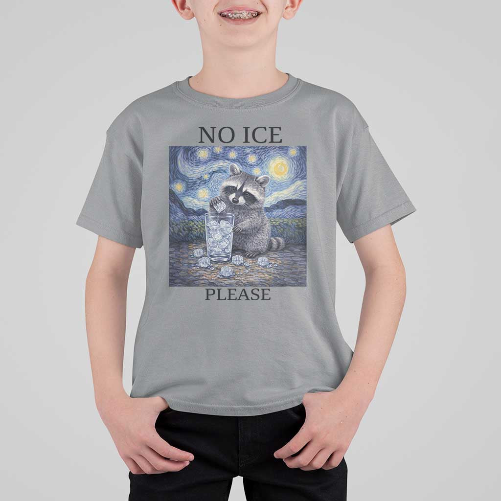 No Ice Please T Shirt For Kid Starry Night Raccoon Trash Panda Anti ICE Meme