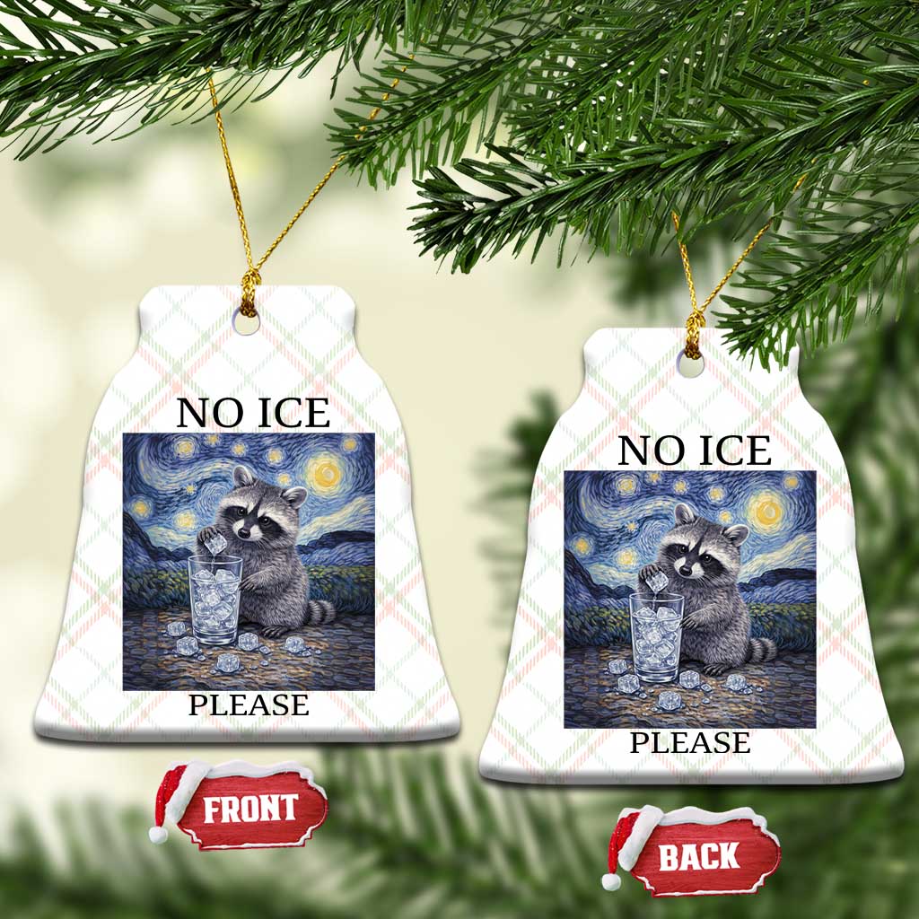 No Ice Please Ceramic Ornament Starry Night Raccoon Trash Panda Anti ICE Meme