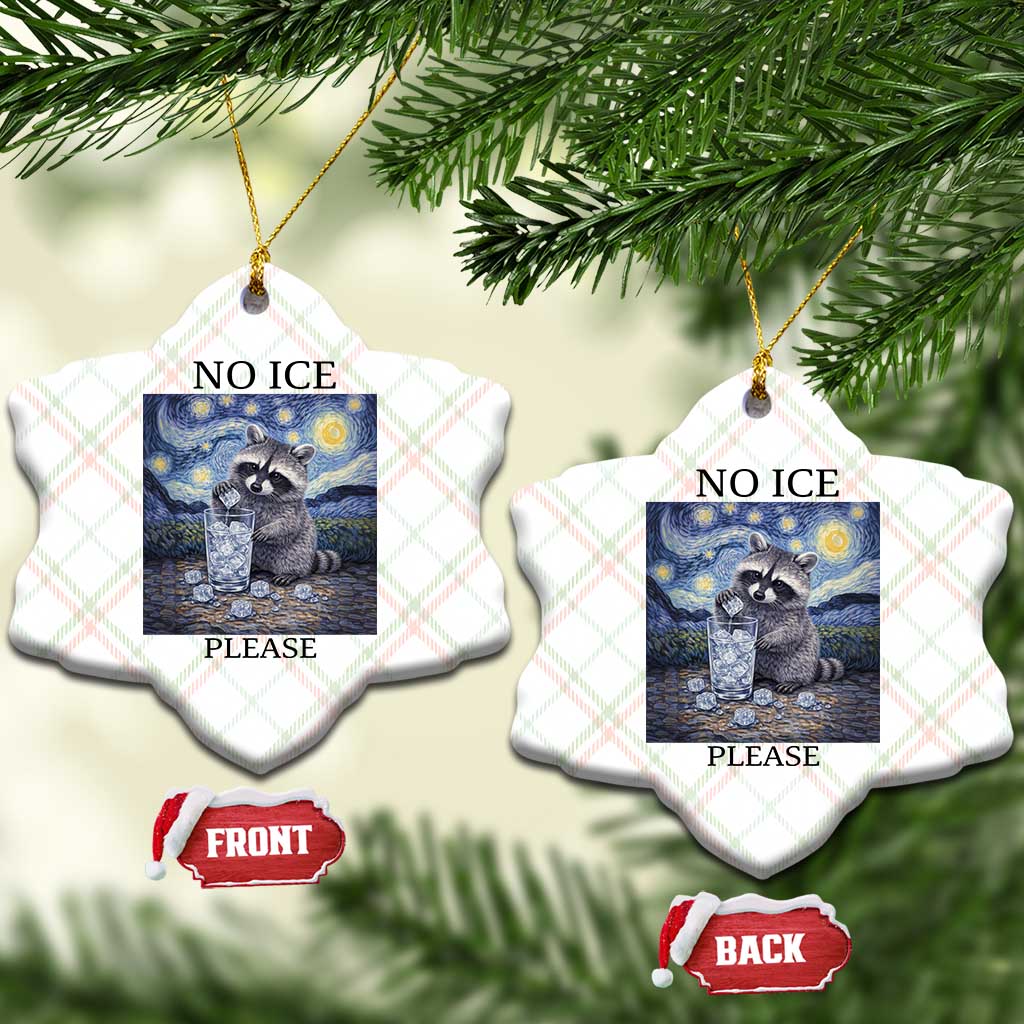 No Ice Please Ceramic Ornament Starry Night Raccoon Trash Panda Anti ICE Meme