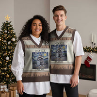 No Ice Please V-Neck Knit Sweater Vest Starry Night Raccoon Trash Panda Anti ICE Meme
