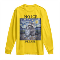 No Ice Please Long Sleeve Shirt Starry Night Raccoon Trash Panda Anti ICE Meme