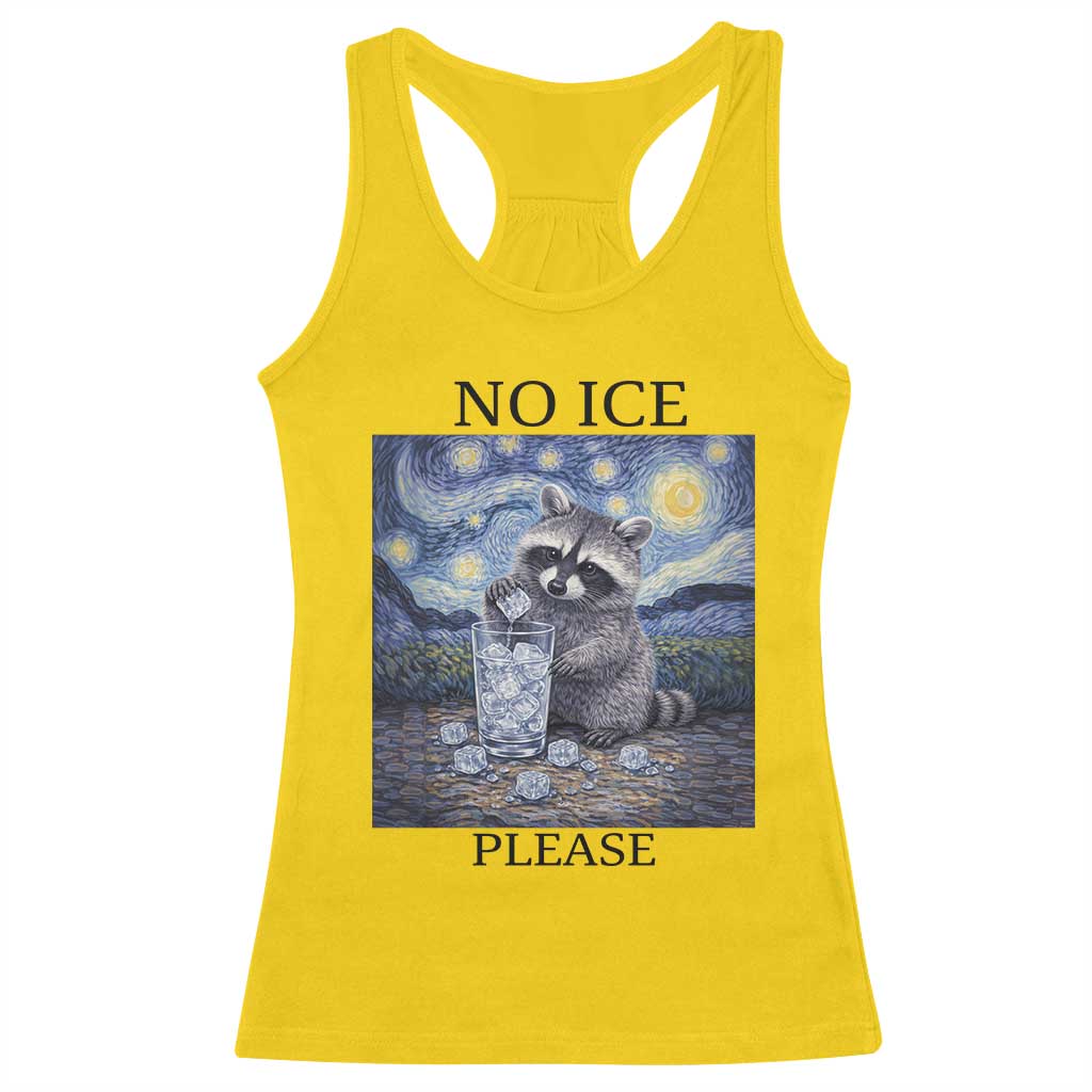 No Ice Please Racerback Tank Top Starry Night Raccoon Trash Panda Anti ICE Meme