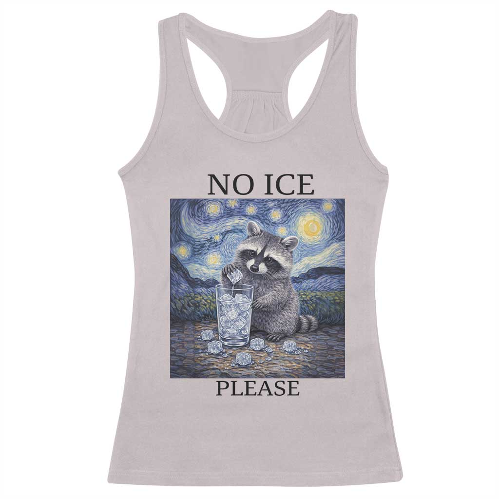 No Ice Please Racerback Tank Top Starry Night Raccoon Trash Panda Anti ICE Meme